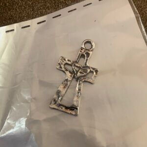 Silver Tone Celtic Cross Pendant Necklace Charm